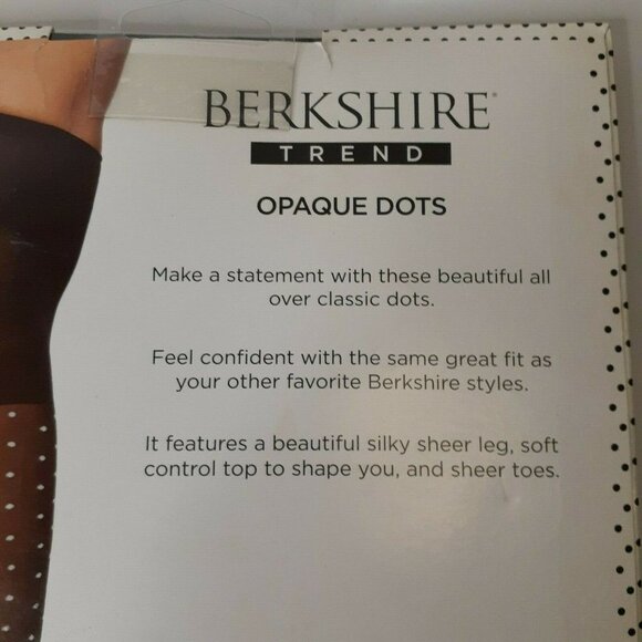 Berkshire Trend Control Top Panty Hose Black White Sheer Dots Sz 3-4 Style 8033 - Picture 4 of 4